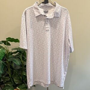 Straight Down White Short-Sleeve Golf Polo Whiskey Old Fashioned Pattern in Pink